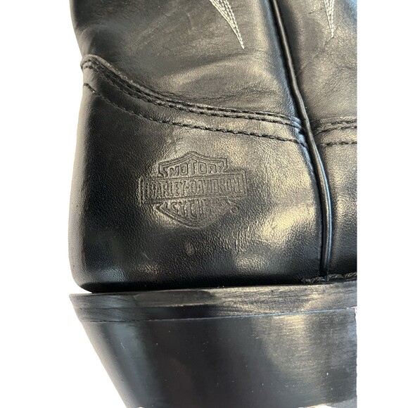 Harley Davidson Boots Leather Cowboy Western Mens Sz 9 WIDE  Black - Picture 11 of 14